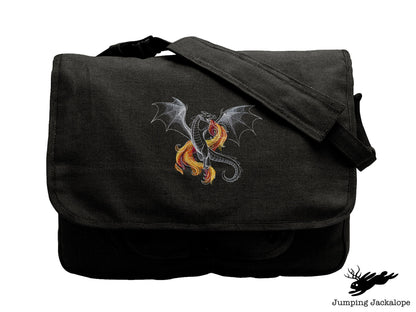 Midnight Magick -  Dragon Embroidered Canvas Messenger Bag