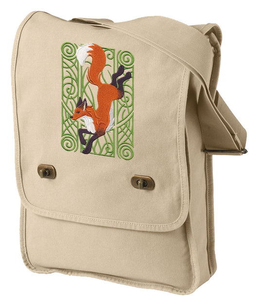 Fox Field Bag, Fox Nouveau Embroidered Canvas Field Bag