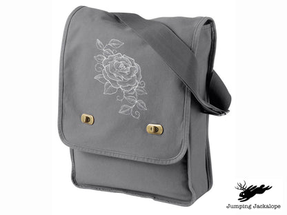 Chalked Rose Embroidered Canvas Field Bag
