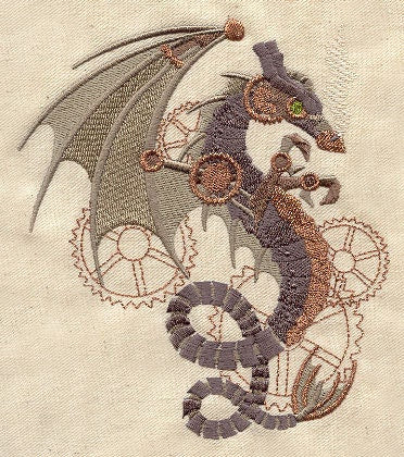 Steampunk Wyvern Embroidered Canvas Messenger Bag