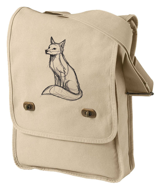 Sketchwork - Fox Embroidered Canvas Field Bag