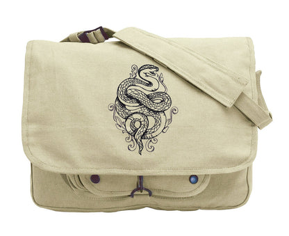 Toile Noir - Snake Embroidered Canvas Messenger Bag