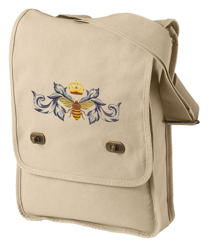 Napoleonic Bee Flourish Embroidered Canvas Field Bag