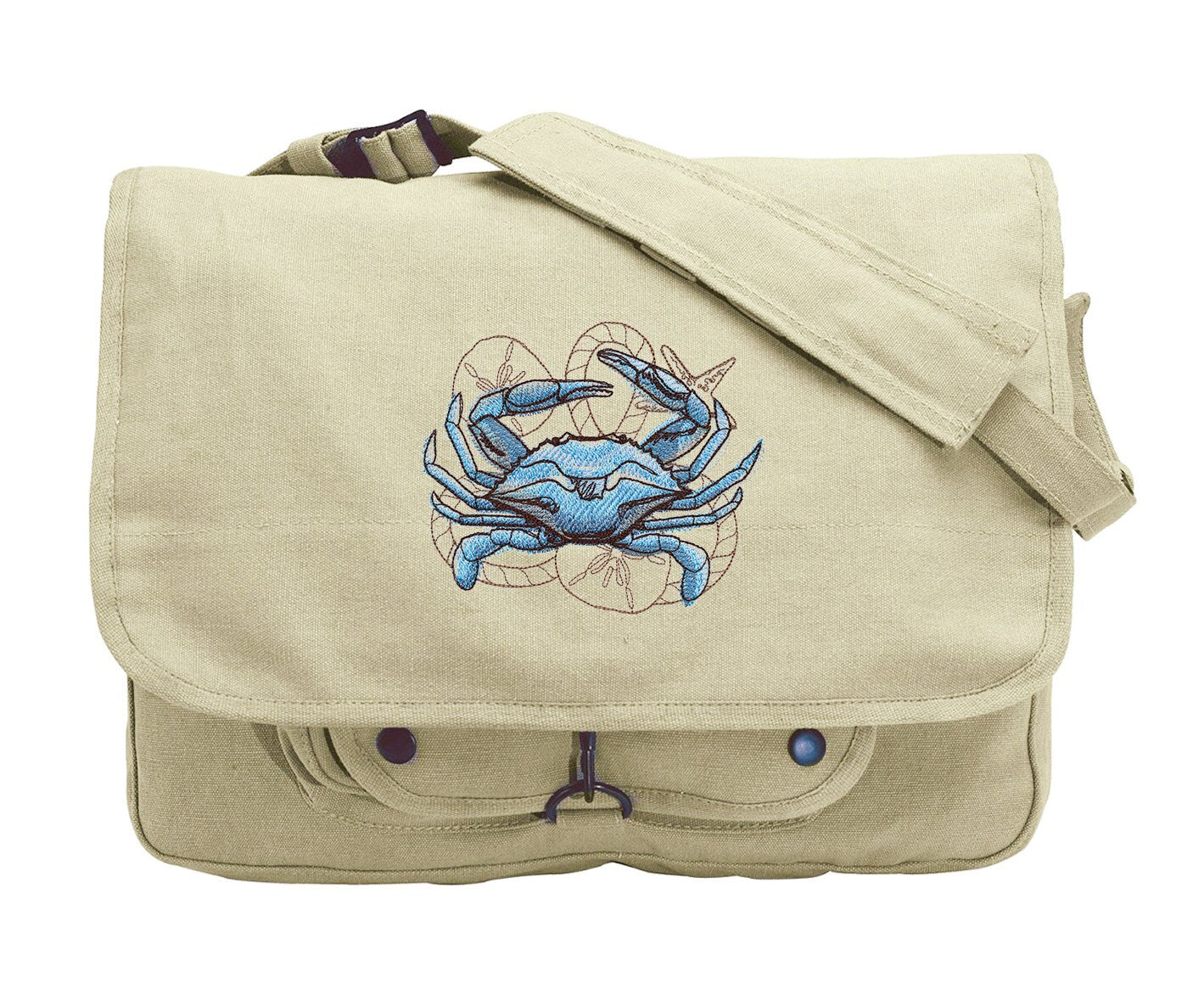 Nauticus - Crab Embroidered Canvas Messenger Bag