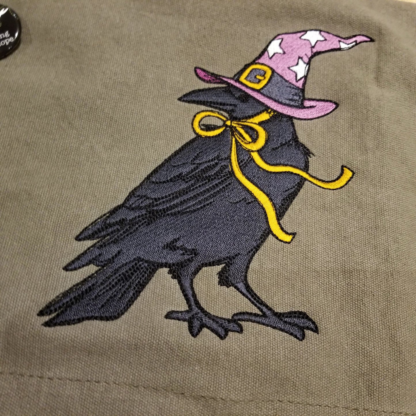 Witchy Raven Embroidered Canvas Messenger Bag