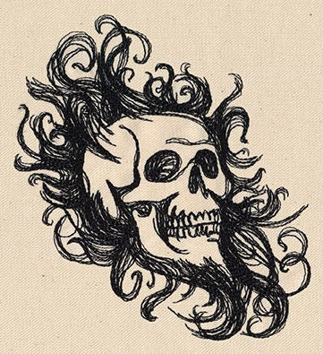 Skull in Swirls Embroidered Canvas Messenger Bag