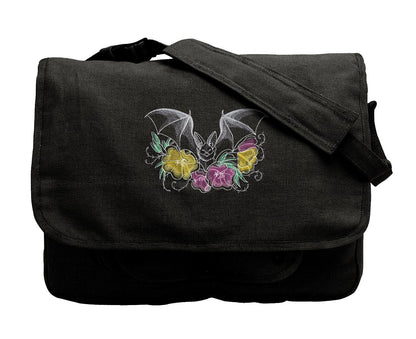 Nocturnus Bat Bag Embroidered Canvas Messenger Bag