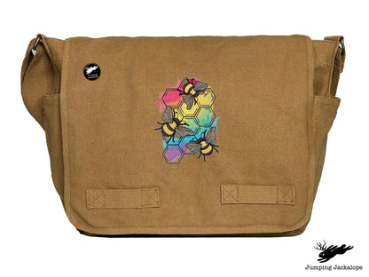 Rainbows & Bees Embroidered Messenger Bag