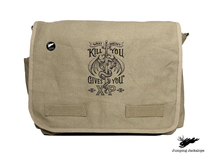 What Doesn't Kill You Gives You XP Embroidered Classic Canvas Messenger Bag