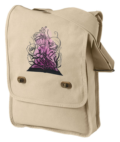 Literary Magic - Shakespeare - Rose, Skull Embroidered Canvas Field Bag