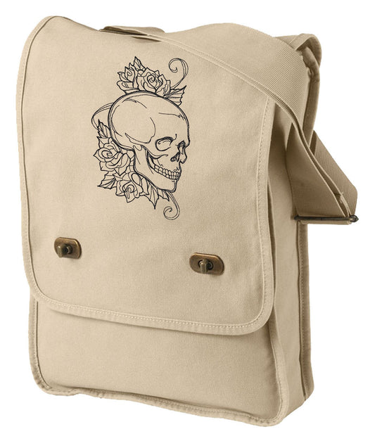 Graveyard Bloom Embroidered Canvas Field Bag