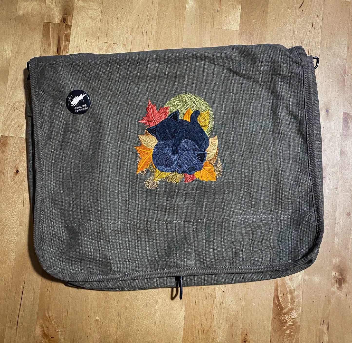 Cuddle Kitties Embroidered Canvas Messenger Bag