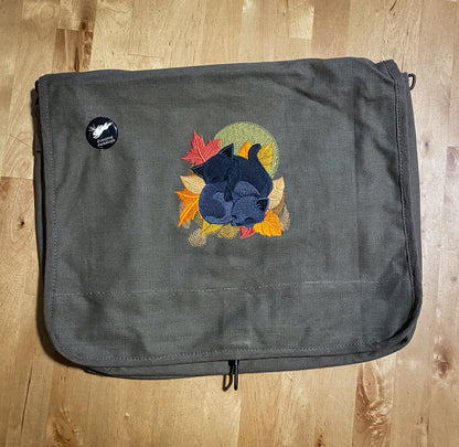 Cuddle Kitties Embroidered Canvas Messenger Bag