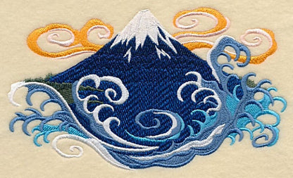 Whirling Waves - Mount Fuji Embroidered Canvas Messenger Bag