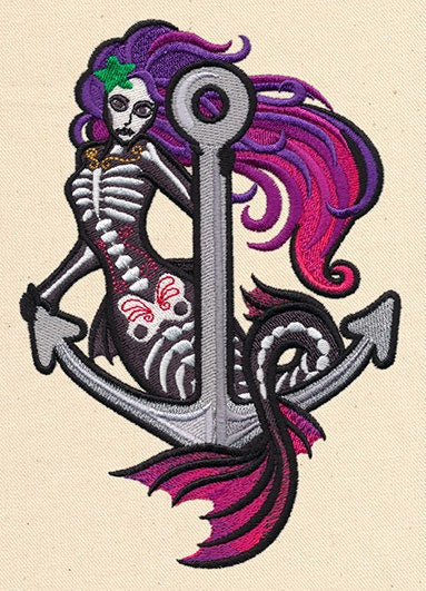 Mermaid Muerta Embroidered Canvas Messenger Bag