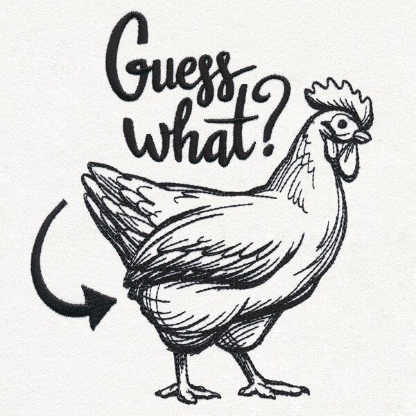 Guess What - Chicken Butt, Funny Saying Bag,  Embroidered Canvas Field Bag