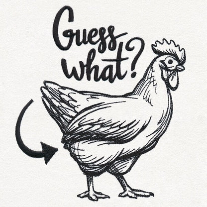 Guess What - Chicken Butt, Funny Saying Bag,  Embroidered Canvas Field Bag