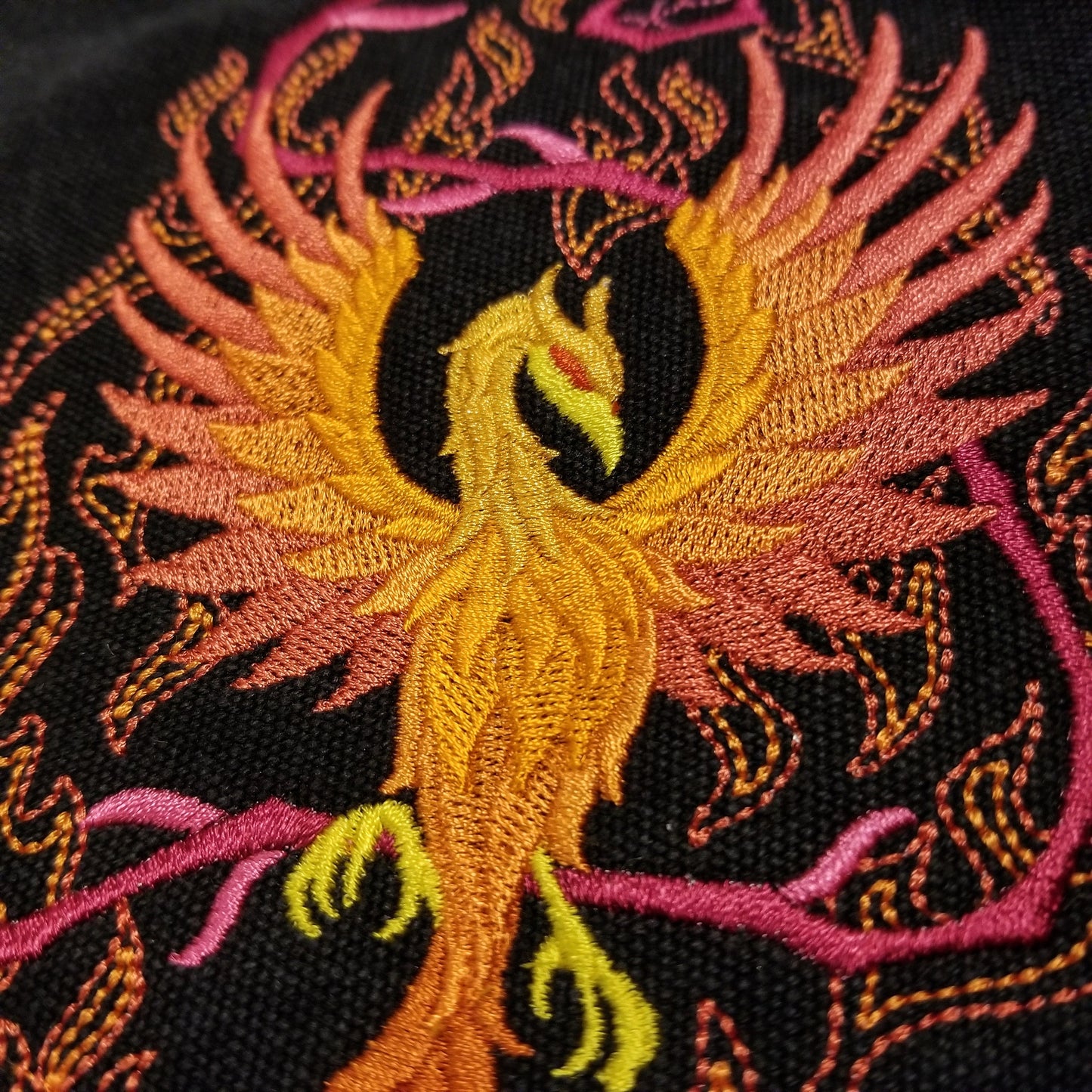 Phoenix in Fantasy Flames Embroidered Canvas Messenger Bag