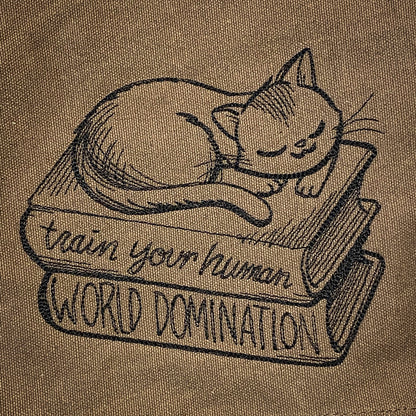 Reading Cat - Kitty Design Bag Embroidered Canvas Messenger Bag