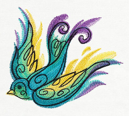 Painted Swallow Embroidered Canvas Field Bag