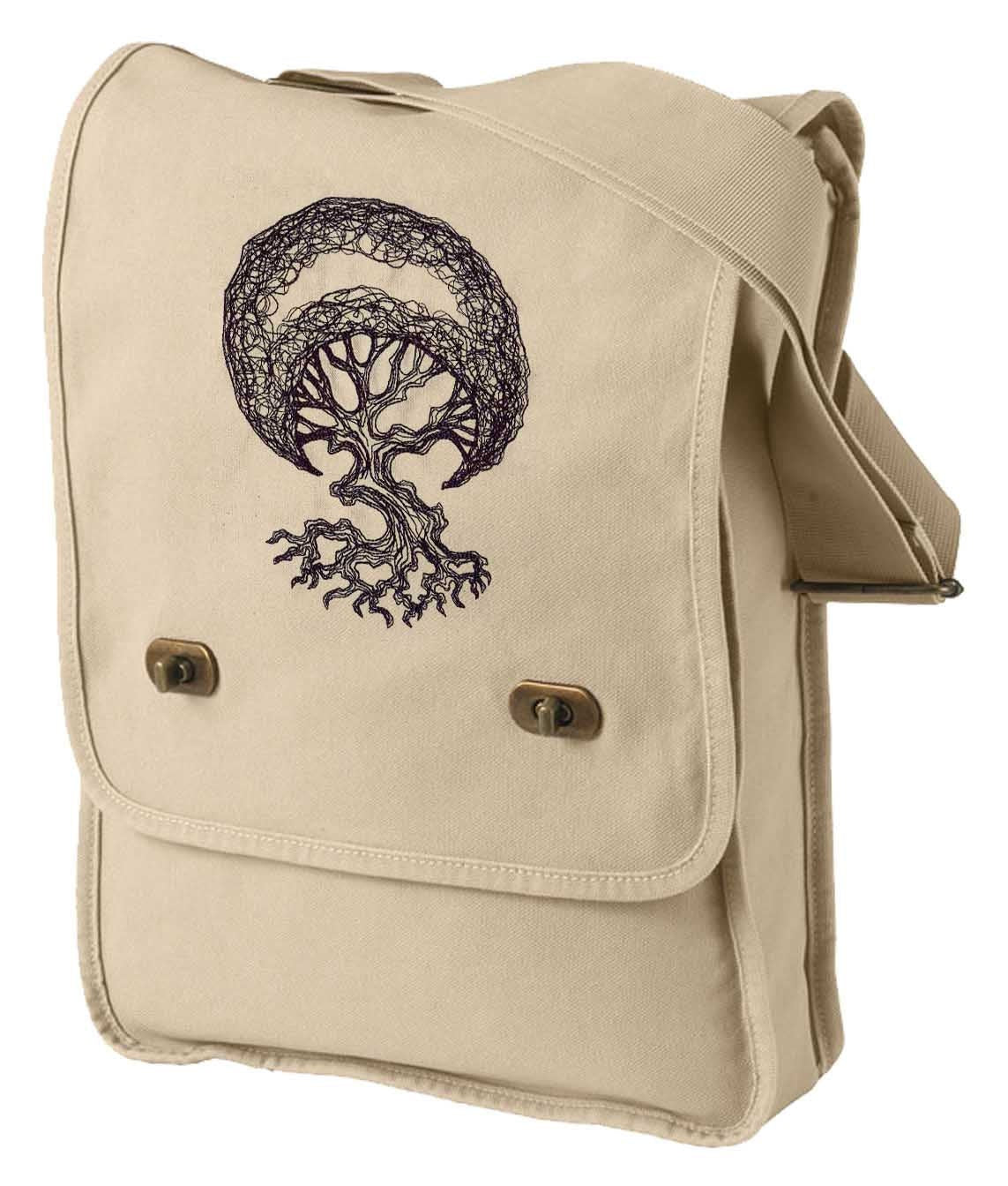 Moon Tree Embroidered Canvas Field Bag