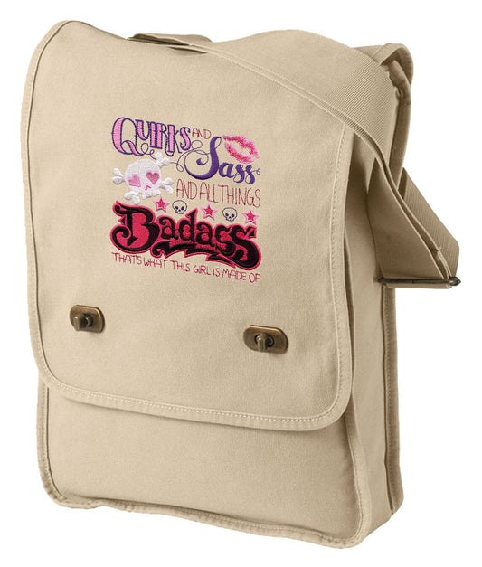 Quirks and Sass and All Things Badass Embroidered Canvas Field Bag