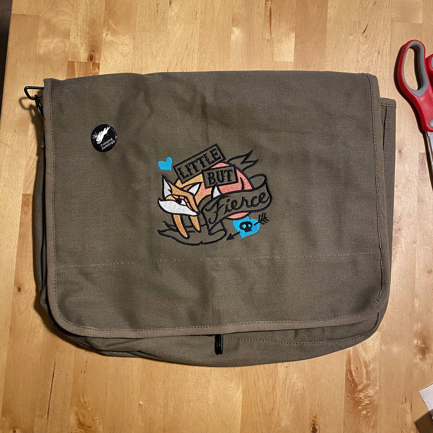 Femme Fatale - Little but Fierce Embroidered Canvas Messenger Bag