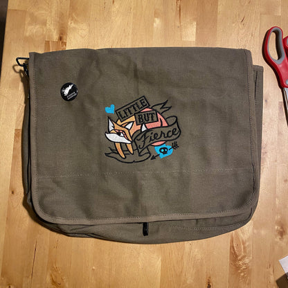 Femme Fatale - Little but Fierce Embroidered Canvas Messenger Bag