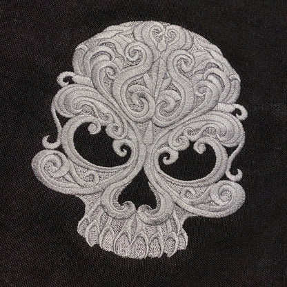 Baroque Punk Skull Embroidered Canvas Messenger Bag