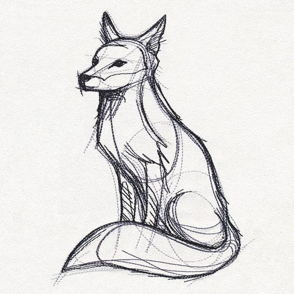 Sketchwork - Fox Embroidered Canvas Field Bag