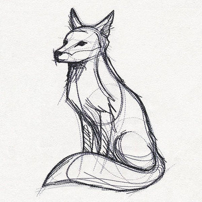 Sketchwork - Fox Embroidered Canvas Field Bag