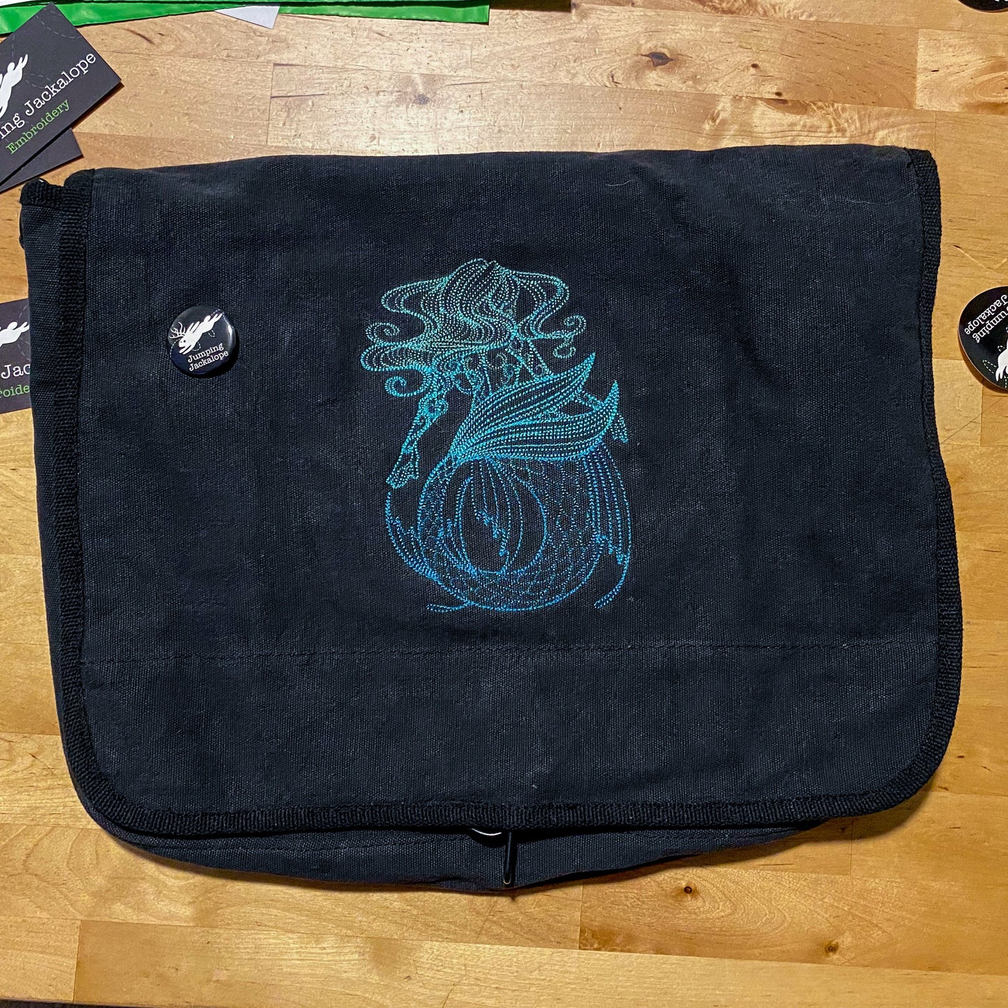 Maiden of the Ocean Embroidered Embroidered Canvas Messenger Bag