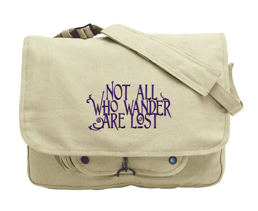 Wanderlust Embroidered Embroidered Canvas Messenger Bag