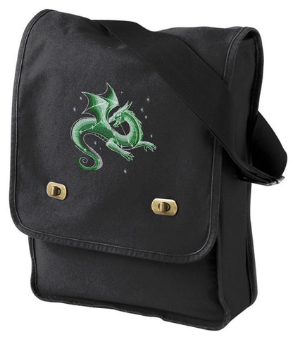 Dreamscape Glow - Celestial Dragon Embroidered Canvas Field Bag