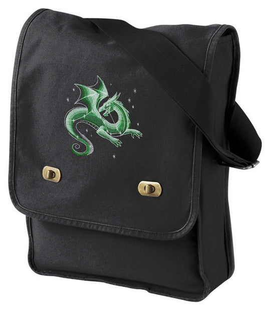 Dreamscape Glow - Celestial Dragon Embroidered Canvas Field Bag