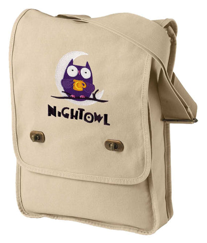 Night Owl Embroidered Canvas Field Bag