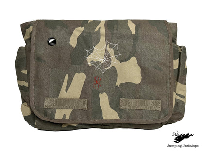 Web of Love Design Embroidered Classic Canvas Messenger Bag
