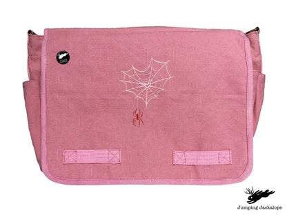 Web of Love Design Embroidered Classic Canvas Messenger Bag