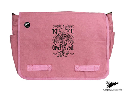 What Doesn't Kill You Gives You XP Embroidered Classic Canvas Messenger Bag
